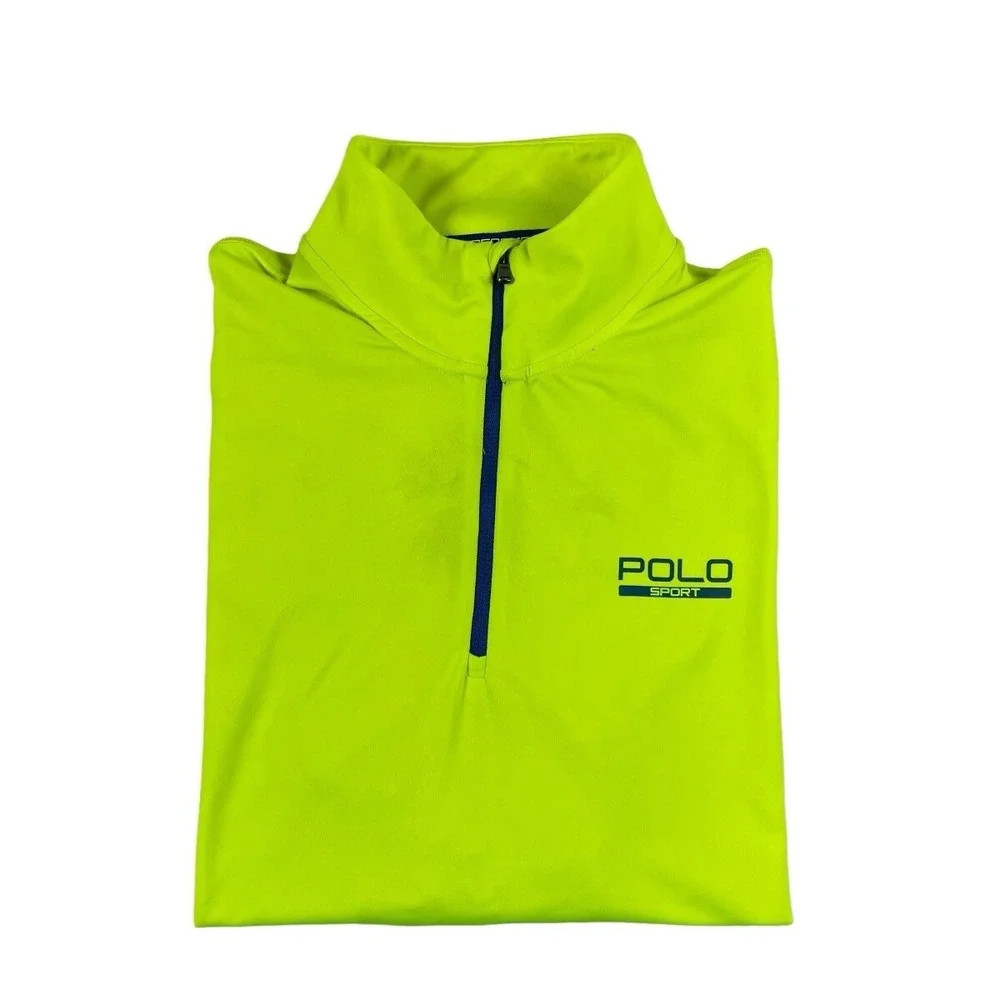Polo Ralph Lauren Sport Performance Mens 1/4 Zip Pullover Neon Yellow Large